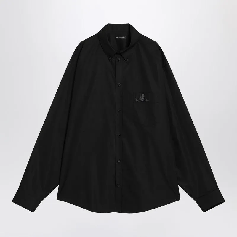 Black Cotton Shirt With Logo sold by Wanan Luxury