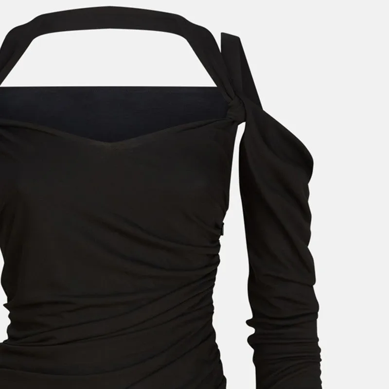 Black Midi Dress In Viscose Crêpe sold by Wanan Luxury product image thumbnail 2