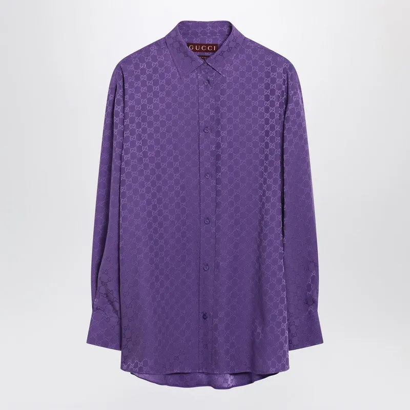 Purple Oversized Gg Jacquard Silk Shirt sold by Wanan Luxury