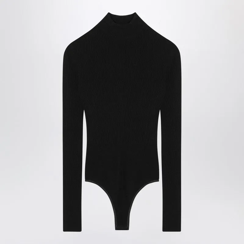 Black Ribbed Turtleneck Body sold by Wanan Luxury