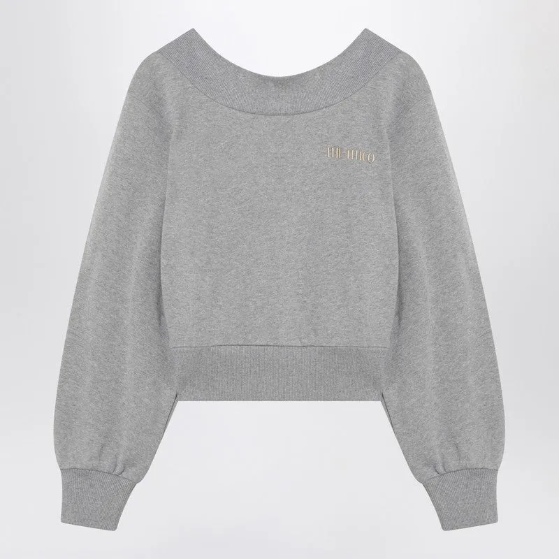Gray Mélange/Beige Sweatshirt With Cut Out sold by Wanan Luxury