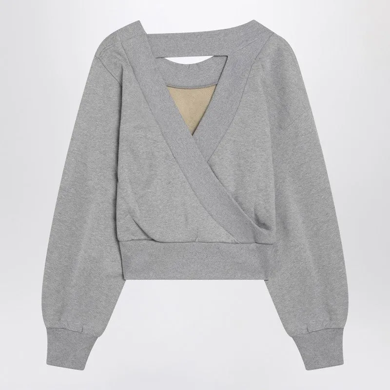 Gray Mélange/Beige Sweatshirt With Cut Out sold by Wanan Luxury product image thumbnail 2