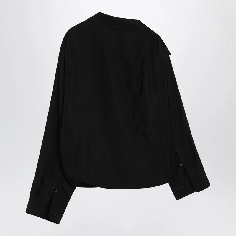 One-Shoulder Black Shirt In Poplin sold by Wanan Luxury