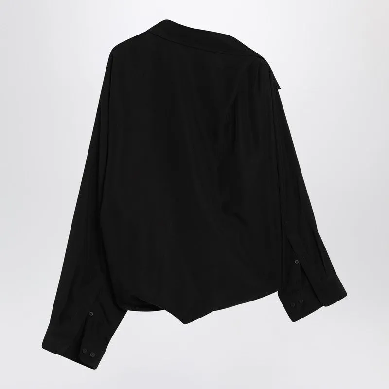 One-Shoulder Black Shirt In Poplin sold by Wanan Luxury product image thumbnail 2