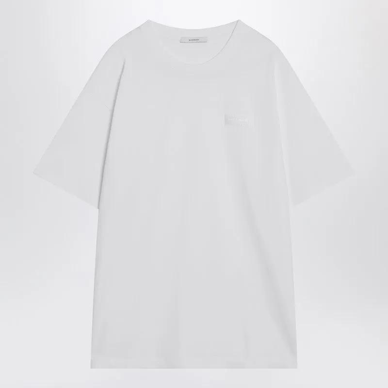 White Cotton T-Shirt With Logo Patch sold by Wanan Luxury