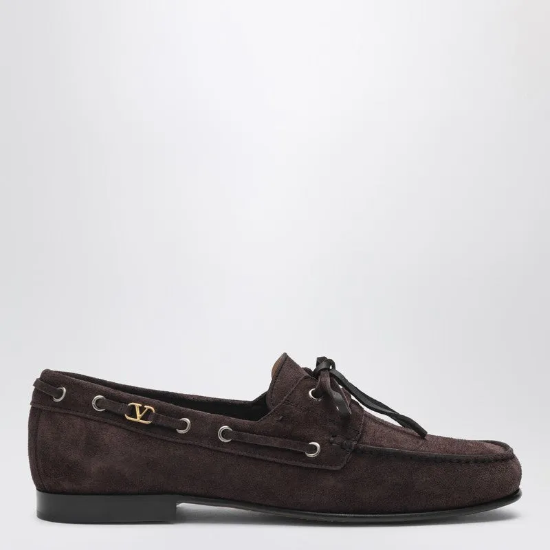 Brown Suede Lace-Up Loafers sold by Wanan Luxury