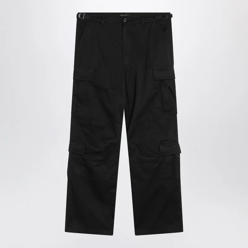 Black Cargo Pants In Cotton Blend sold by Wanan Luxury