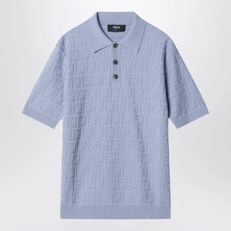 Light Blue Ff Cotton Polo Shirt sold by Wanan Luxury