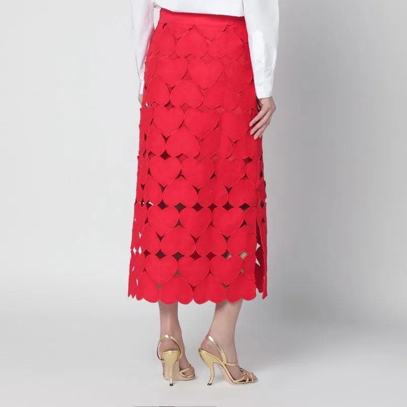 Red Linen Hearts Skirt sold by Wanan Luxury product image thumbnail 2