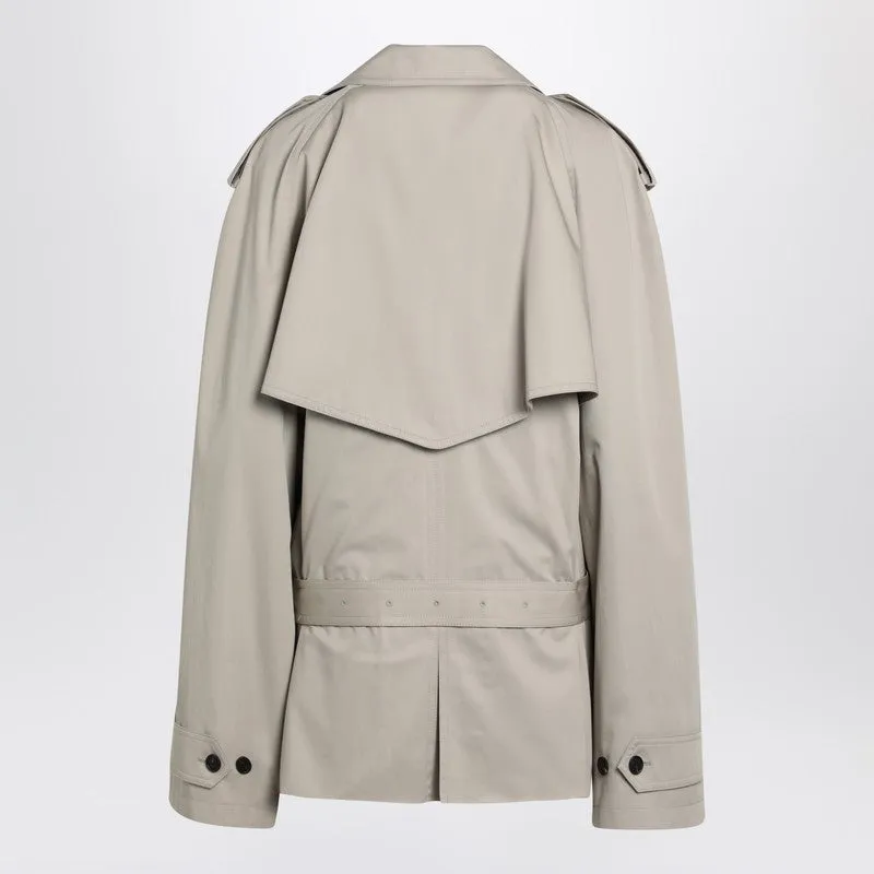 Beige Cropped Trench Coat In Cotton Twill sold by Wanan Luxury product image thumbnail 2