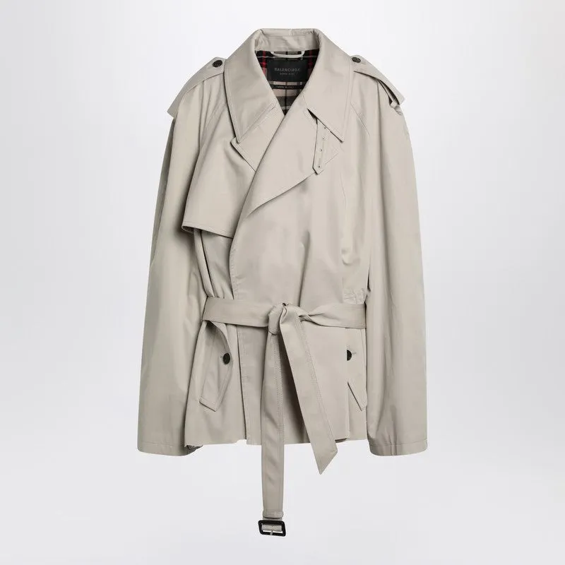 Beige Cropped Trench Coat In Cotton Twill sold by Wanan Luxury
