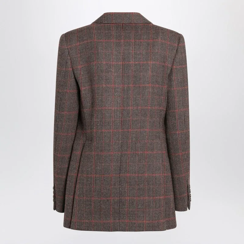 Single-Breasted Checked Brown Wool Jacket sold by Wanan Luxury product image thumbnail 2