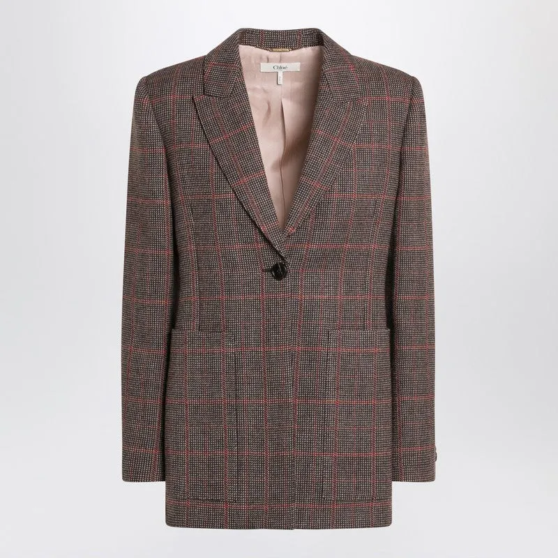 Single-Breasted Checked Brown Wool Jacket sold by Wanan Luxury