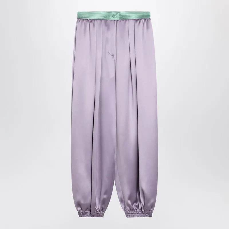 Wide Lilac Silk Pants sold by Wanan Luxury