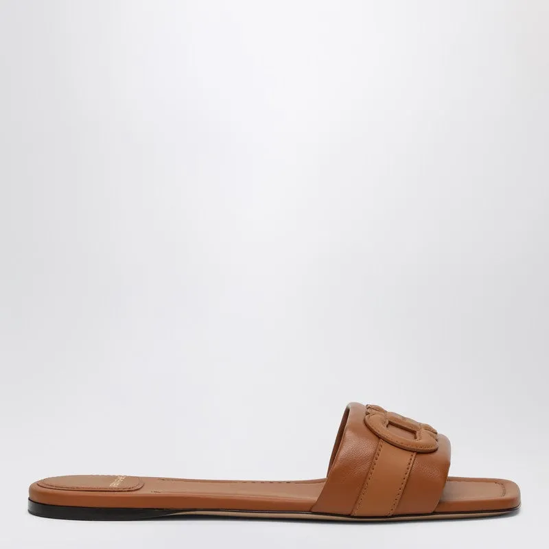 Gancini Slide In Cognac Leather sold by Wanan Luxury