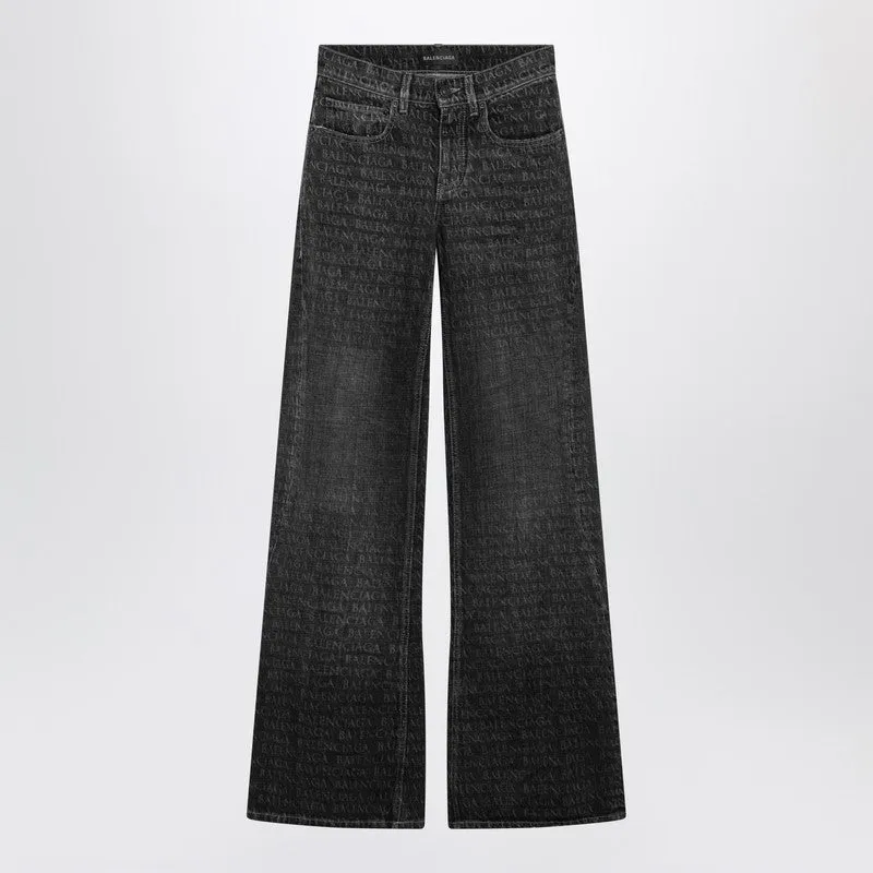 Black Washed Jeans With Jacquard Logos made by Balenciaga