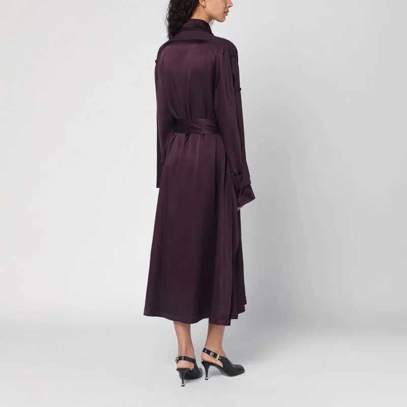 Eggplant Colour Single-Breasted Trench Coat sold by Wanan Luxury product image thumbnail 2