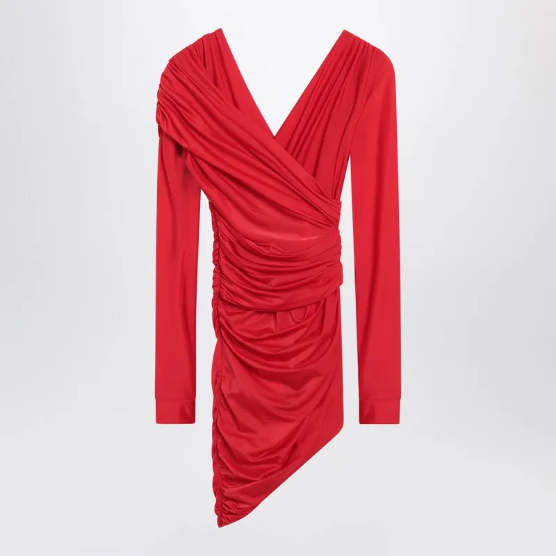 Draped Mini Dress In Red Jersey made by Balenciaga