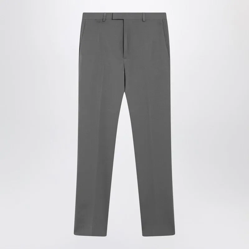 Grey Wool Satin Trousers sold by Wanan Luxury