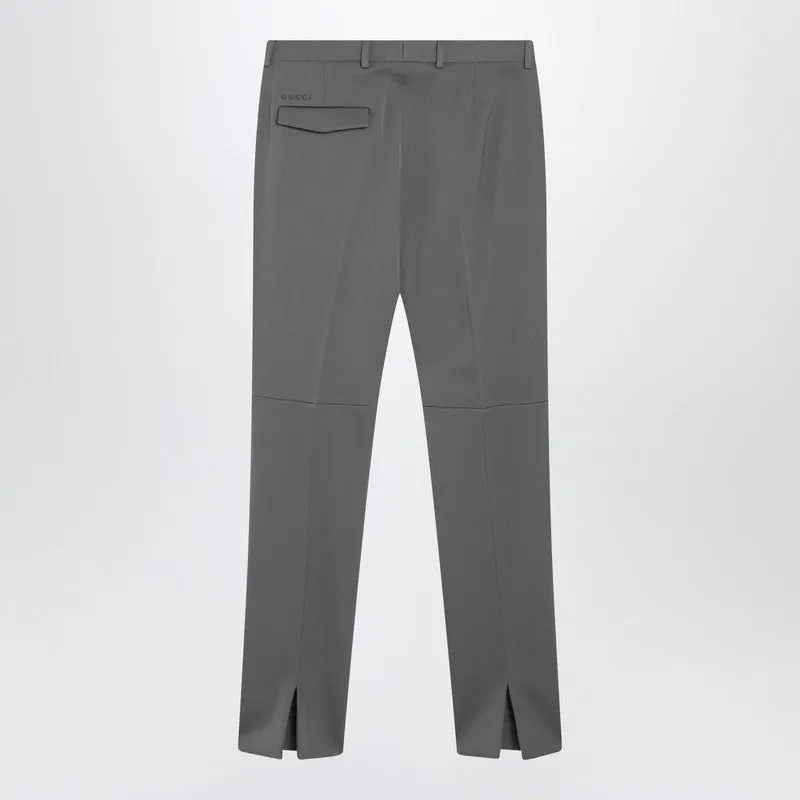 Grey Wool Satin Trousers sold by Wanan Luxury product image thumbnail 2