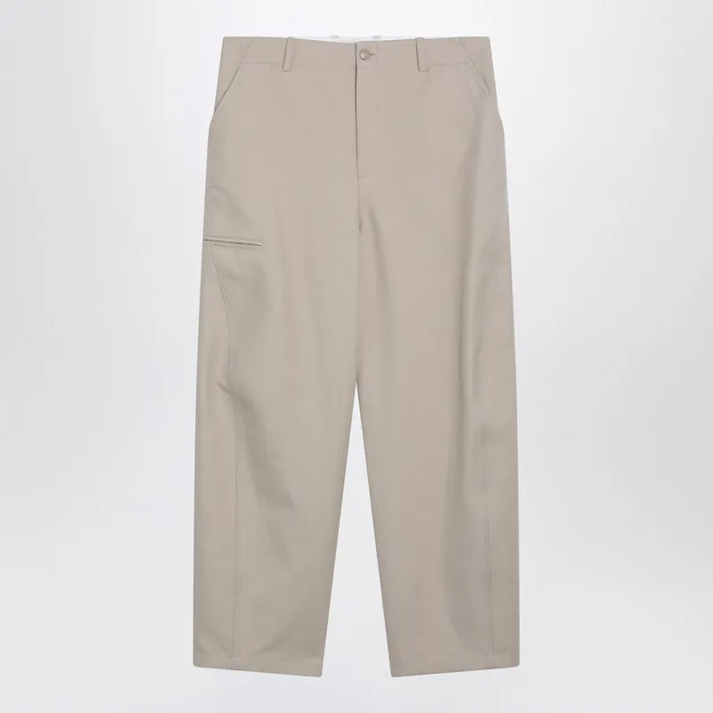 Beige Cotton Trousers sold by Wanan Luxury