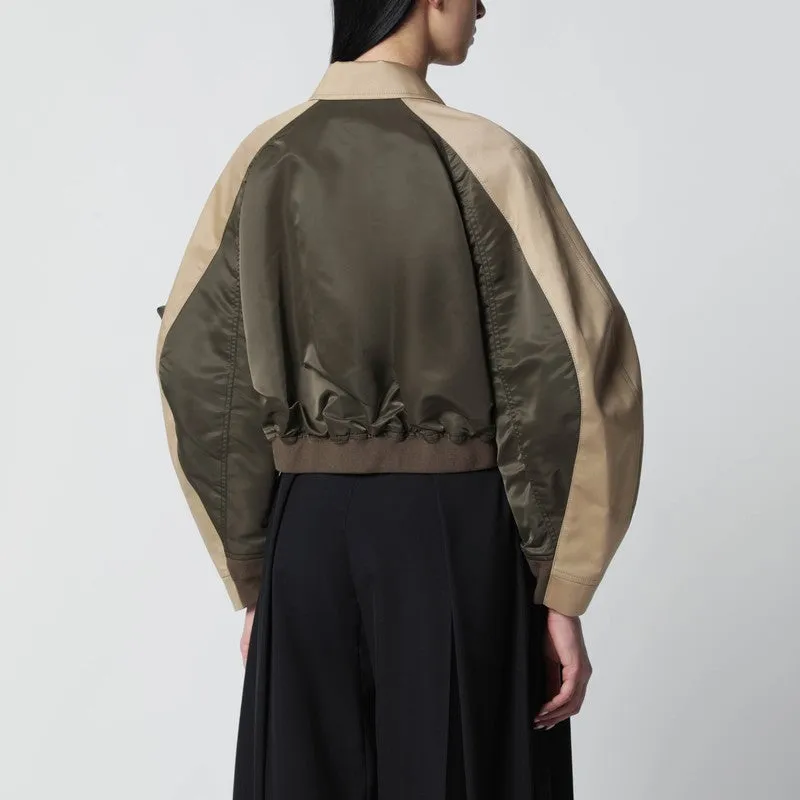 Khaki Green/Beige Nylon Zip Jacket sold by Wanan Luxury product image thumbnail 2