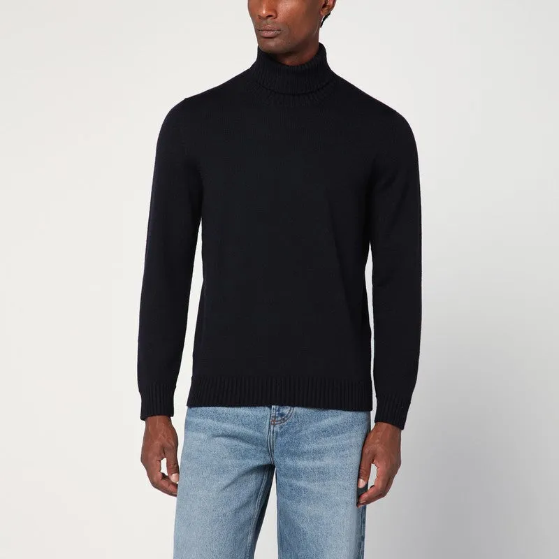 Navy Blue Wool Turtleneck sold by Wanan Luxury
