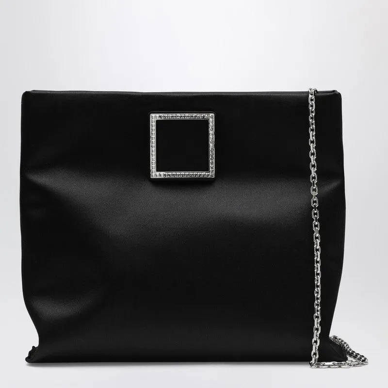 Trompette Clutch In Black Satin made by Roger Vivier