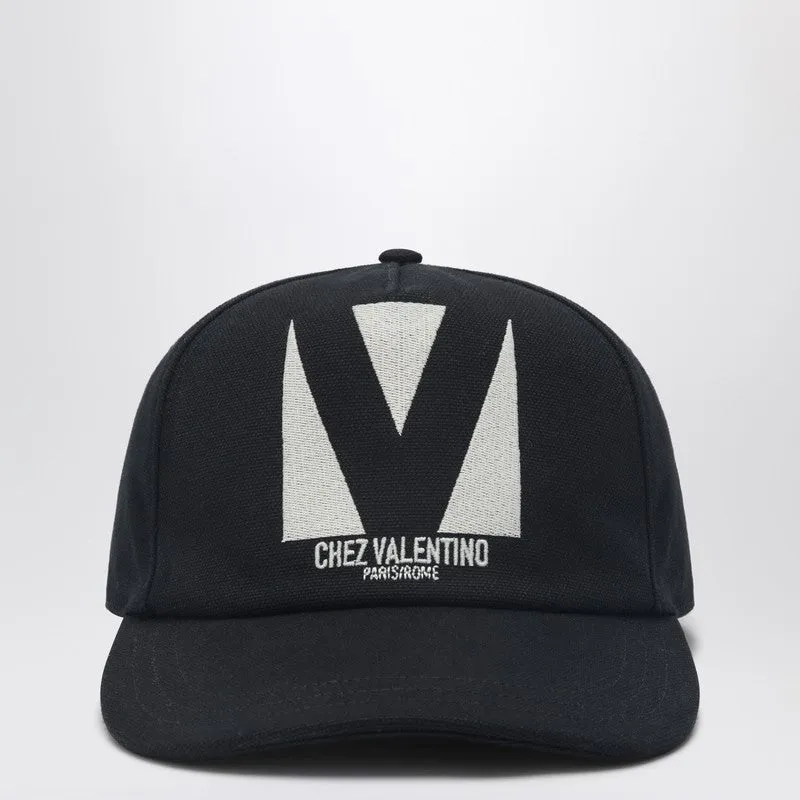 Chez Valentino Black Baseball Cap sold by Wanan Luxury