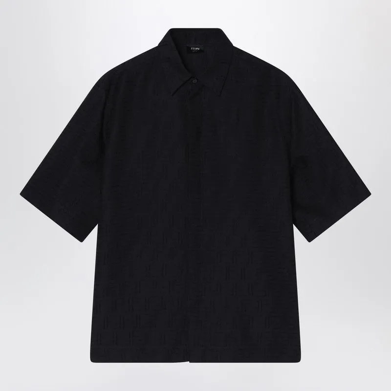 Black Ff Jacquard Linen Shirt sold by Wanan Luxury