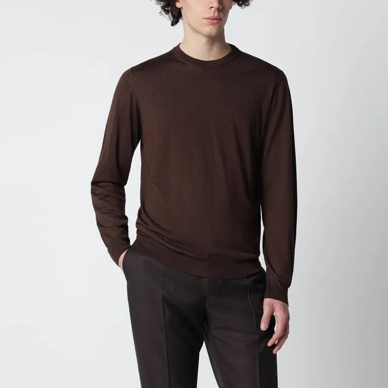 Chocolate Brown Wool Sweater sold by Wanan Luxury