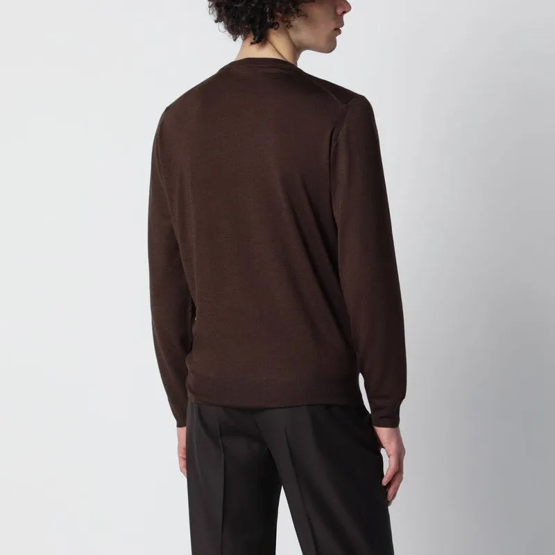 Chocolate Brown Wool Sweater sold by Wanan Luxury product image thumbnail 2