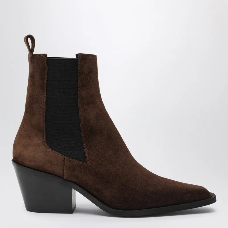The Leo Ankle Boots In Cognac Suede made by A.EMERY