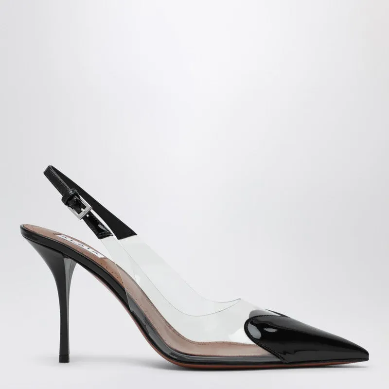 Le Coeur Black Patent Leather High Slingback made by Alaia