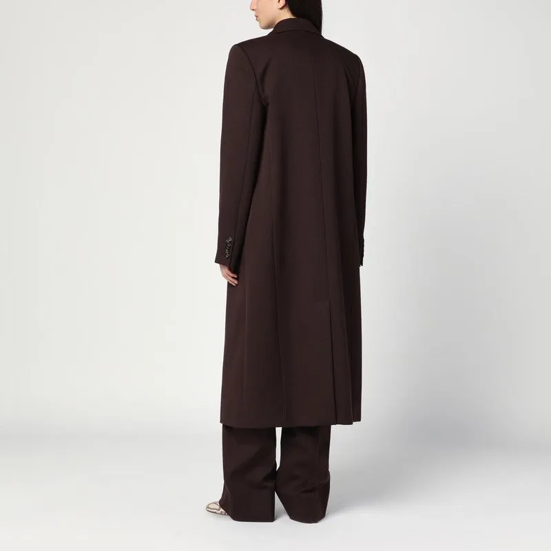 Double-Breasted Plum Wool Coat sold by Wanan Luxury product image thumbnail 2