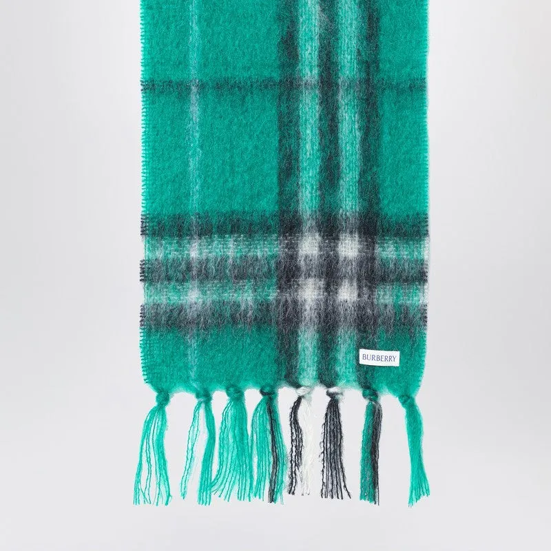 Green Check Wool And Mohair Scarf sold by Wanan Luxury product image thumbnail 2
