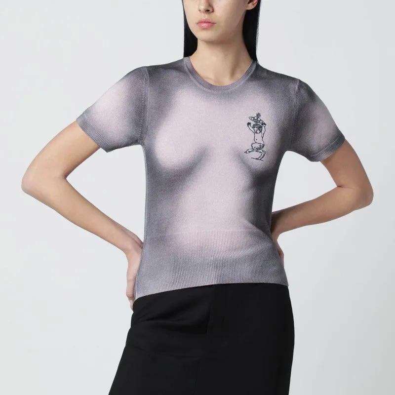 Pink/Black Dégradé-Effect Knit Top made by Vivienne Westwood