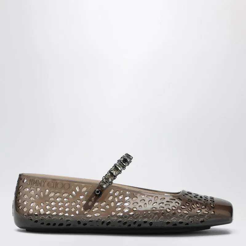 The Jelly Transparent Black Ballet Flats With Crystals made by Jimmy Choo