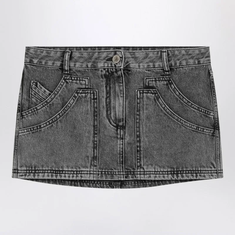 Black Denim Mini Skirt sold by Wanan Luxury