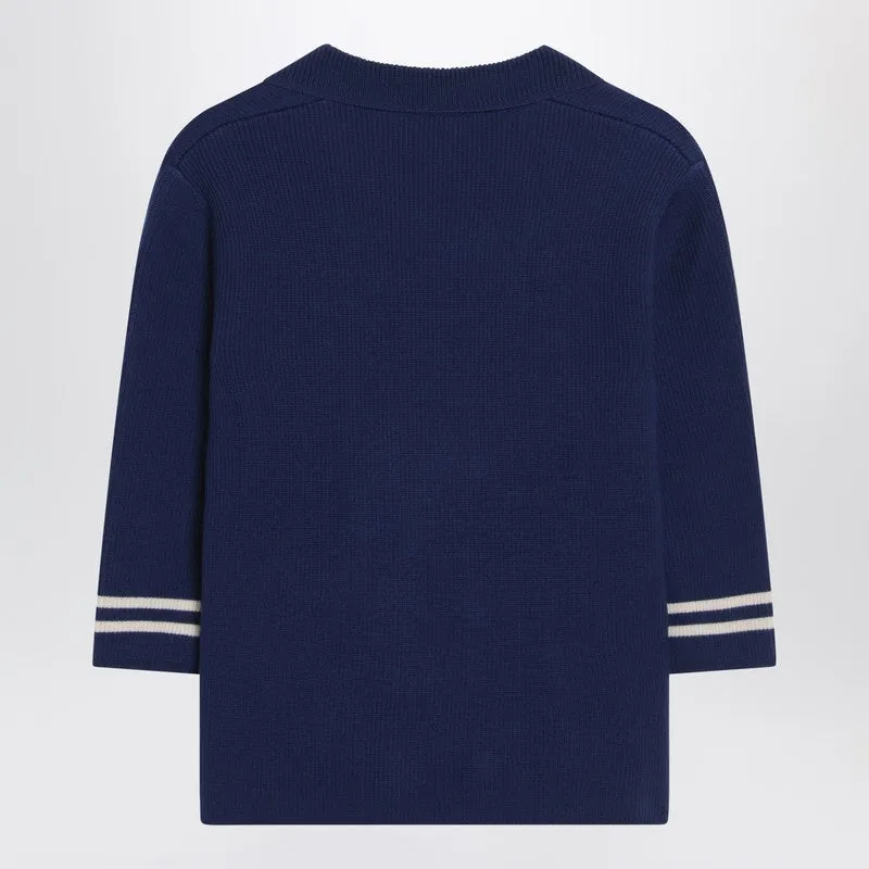 Blue Double-Breasted Wool Cardigan sold by Wanan Luxury product image thumbnail 2