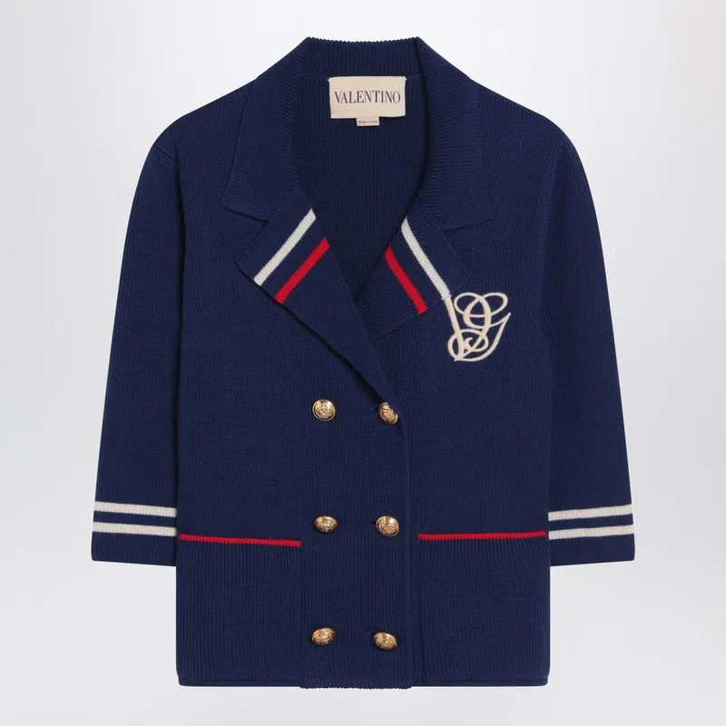 Blue Double-Breasted Wool Cardigan sold by Wanan Luxury