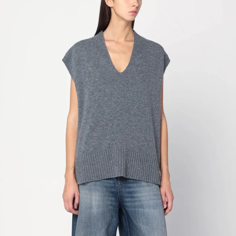 Oversized Grey Wool Vest sold by Wanan Luxury
