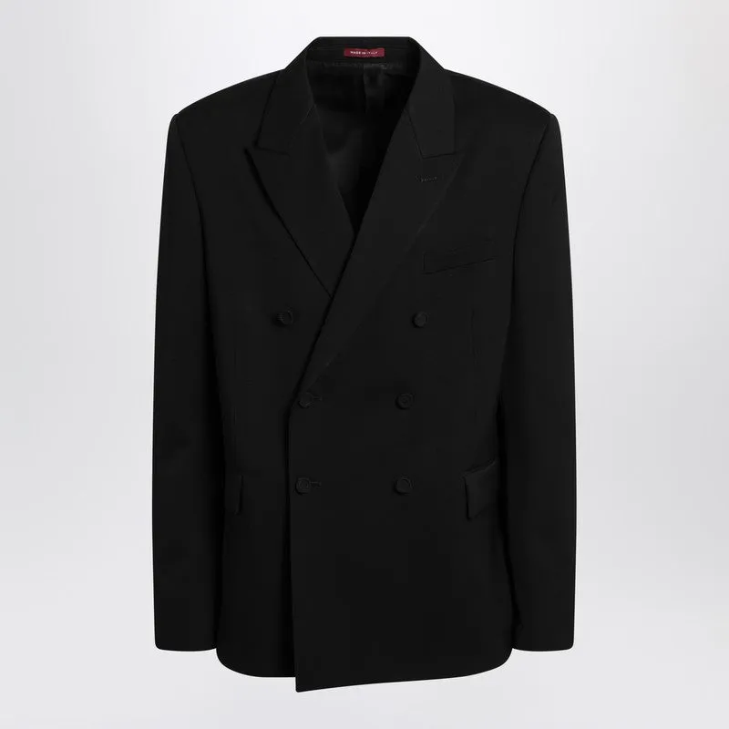 Black Double-Breasted Wool Suit sold by Wanan Luxury