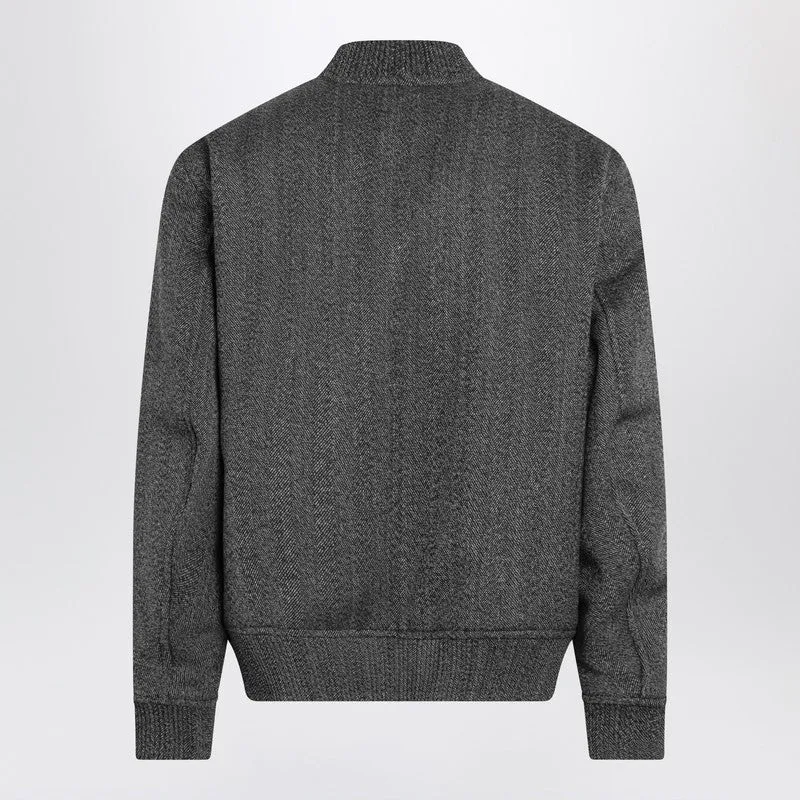 Reversible Bomber Jacket In Black/White Mouliné Fabric sold by Wanan Luxury product image thumbnail 2