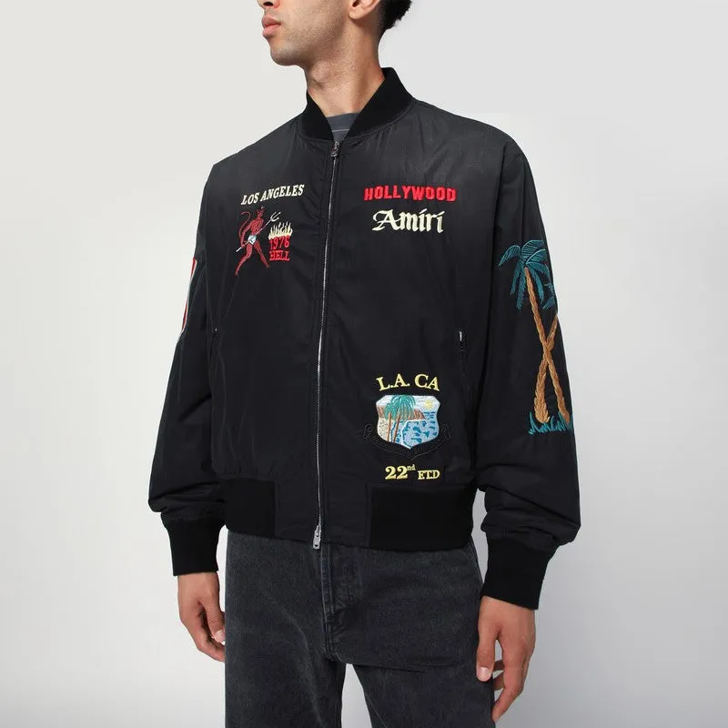 Black Cotton And Nylon Bomber Jacket sold by Wanan Luxury