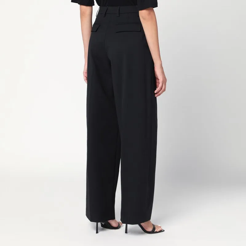Wide-Leg Black Wool Blend Trousers sold by Wanan Luxury product image thumbnail 2