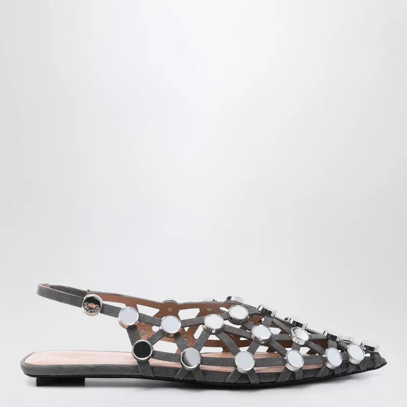 Dark Grey Grid Ballerina sold by Wanan Luxury