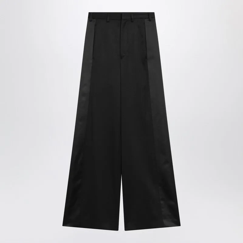 Black Satin Palazzo Pants sold by Wanan Luxury