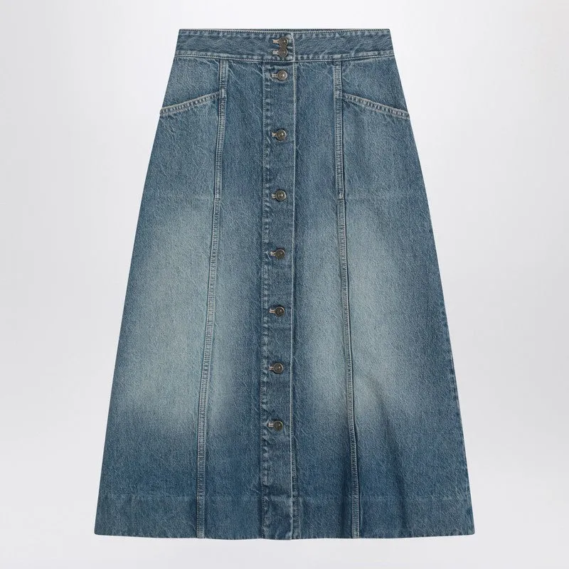 Washed Denim Midi Skirt sold by Wanan Luxury
