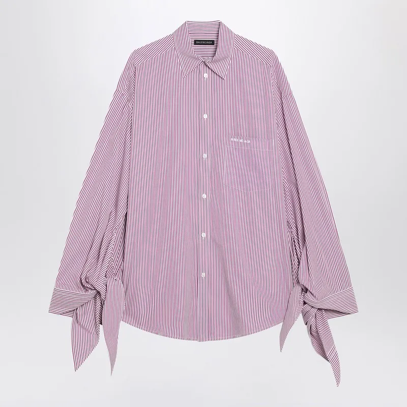 White/Plum Striped Cotton Shirt sold by Wanan Luxury